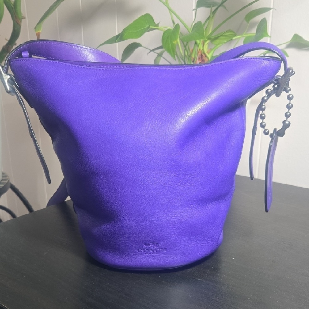 Coach Vibrant Purple Leather Crossbody Hobo Bag